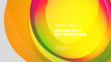 Poster - Bright colorful abstract design. Overlapping shapes create dynamic visual effect. Text reads geometric background.