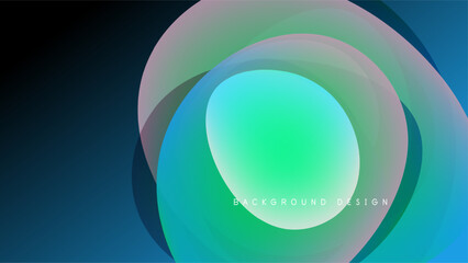 Poster - Abstract circles overlap, creating vibrant color gradients. Dark background emphasizes luminous shapes. Modern design element.