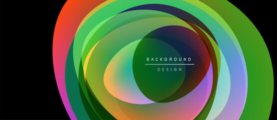 Poster - Abstract layers create vibrant circular design. Colors blend, forming dynamic visual effect. Modern, sleek presentation.
