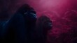 © Thares2020 - Two gorillas in a dark vivid jungle with dramatic blue and pink lighting