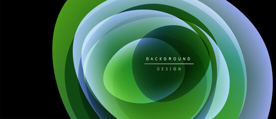 Poster - Abstract fluid shapes overlap, creating vibrant green, blue layers. Central text reads background design. Modern, dynamic composition.