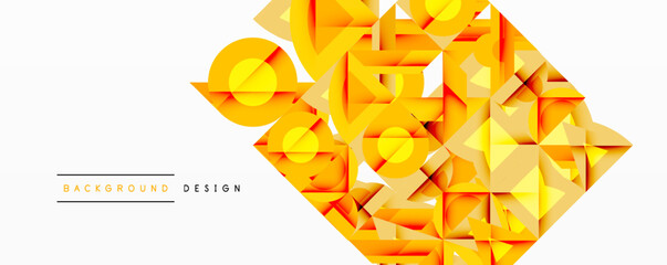 Poster - Abstract geometric design. Yellow triangles create dynamic composition. Modern style, clean lines, vibrant colors, suitable background.