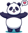 © Saktiman - Cute Panda Bear Cartoon Illustration Offering a Friendly Embrace on Light Blue Background, Expressing Love and Warmth, Perfect for Children's Books, Greeting Cards, Educational Materials, Animal Conse