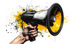 © latifah - Impactful megaphone in hand delivers powerful message, perfect for announcements, protests, or amplifying voices, with dynamic energy, bold, and striking