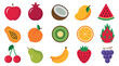 © Habib - Colorful tropical fruit icons, fresh healthy fruits in flat vector style, juicy and organic fruit illustrations