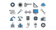 © Zakiyahwardah - A collection of various engineering and technology icons in a flat design style.