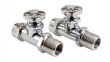 © Serhii - Collection of Chrome Shut Off Valves for Bathroom Sinks and Toilets with Threaded Connections on White Background