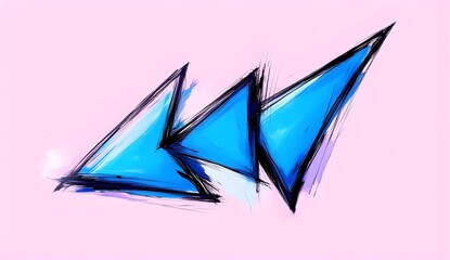  Blue Triangular Shards with Hand-Drawn Borders