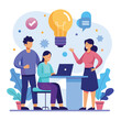 © Nasrin - Diverse team of professionals collaborating on a project in a modern office setting brainstorming ideas and working together