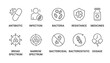 © Arif - Antibiotic icon set containing antibiotic, infections, bacteria, resistance, medicines, broad spectrum, narrow spectrum, bactericidal, bacteriostatic and dosage vector icons