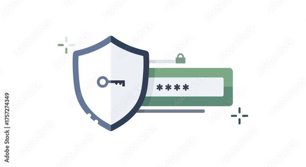 Auth Shield Icon Secure login authentication concept with a shield icon protecting a ...