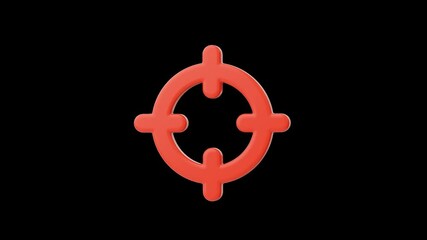 3d Target Icon Rotating on transparent background