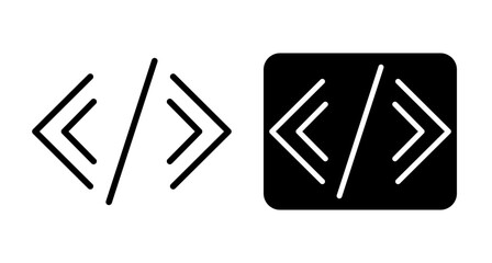 Editable; Adobe Illustrator Artwork Premium Quality Line Art and Silhouette pack - Code symbol icons, black and white versions representing programming and software development