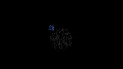 3D animation of colorful fireworks exploding beautifully on a black background. Perfect for celebration themes, New Year intros, party visuals, or festive overlay effects. The glowing light