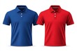 © Liudmyla - Two distinct blue and red polo shirt mockups creating versatile and customizable sportswear