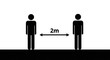 © Pablo - Social Distancing Awareness Illustration,Minimalist Vector of Two People Standing Two Meters Apart with Distance Arrow for Public Health Safety Poster