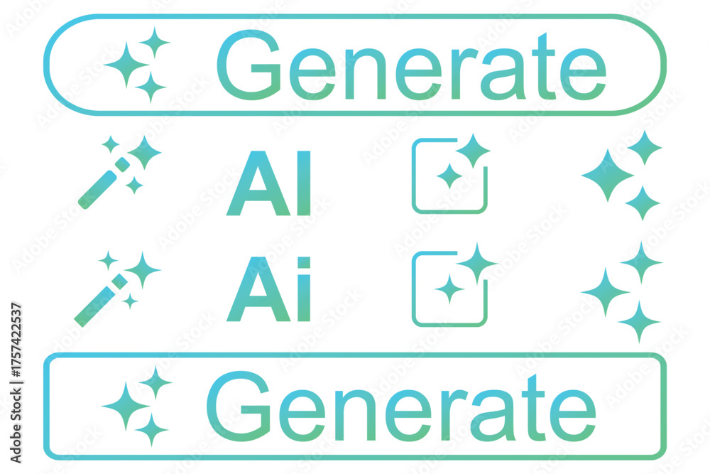 AI generated icon on white background. AI generate button and AI star ...