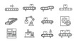 © Nur - Conveyor belt vector icons isolated on white background in line design