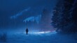 © Biancaart - Lone Figure Walks Through Snowy Forest, Illuminated by Mysterious Light