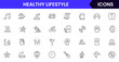 © flattenx - Healthy and lifestyle vector web line icon collection, sleek illustrations of fitness, travel, EV living, and wellness for vibrant, modern designs.