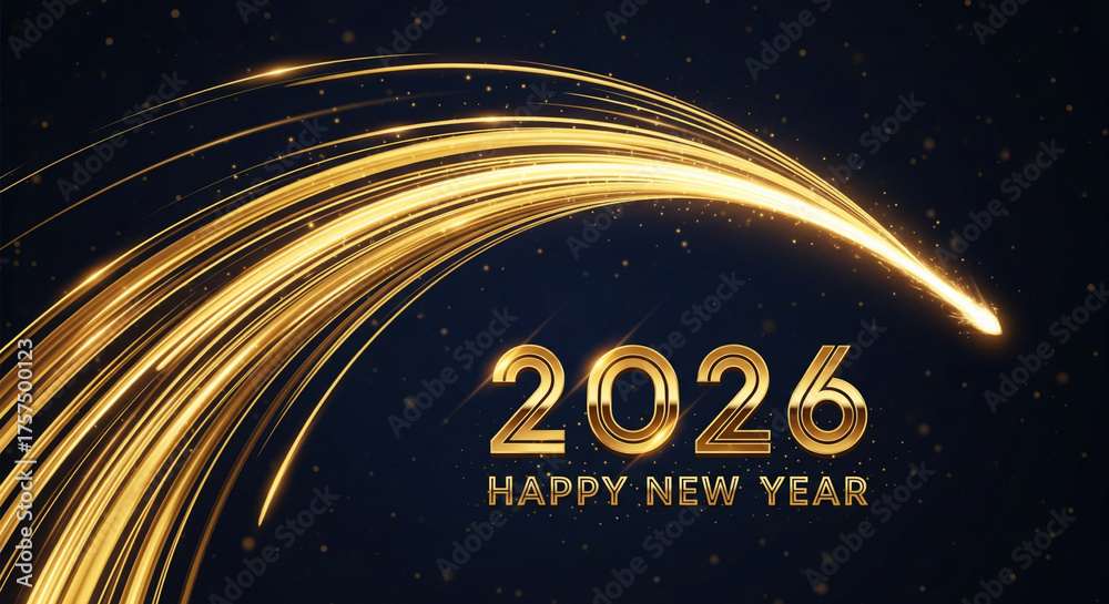 Elegant golden 2026 Happy New Year background with sparkling lights and ...