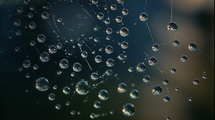 radial. Dew drops in a circular pattern along delicate spider web threads. wildlife magazines, conservation campaigns, designed for wildlife conservation campaigns, supports conservation.
