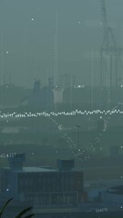 Wall Mural - Animation of financial data processing over cityscape
