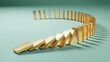 © Art_spiral - Golden domino tiles falling in a chain reaction symbolizing financial growth and success in business investments and economy