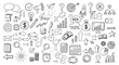 © Adam - Extensive hand-drawn business doodle icon set. Covers communication, finance, technology, analytics, and idea generation for modern design and marketing projects