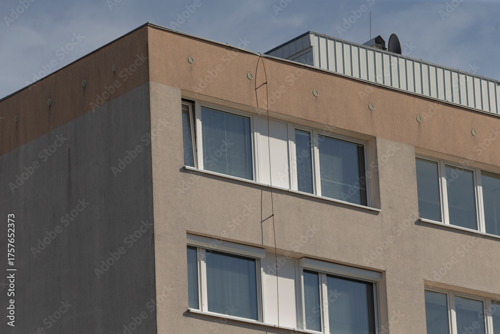 Building Subtle weathered city architecture, aged building with subtle details, old ...