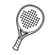 © lacrimoza - a black outline illustration of a padel racket isolated, paddle racket,