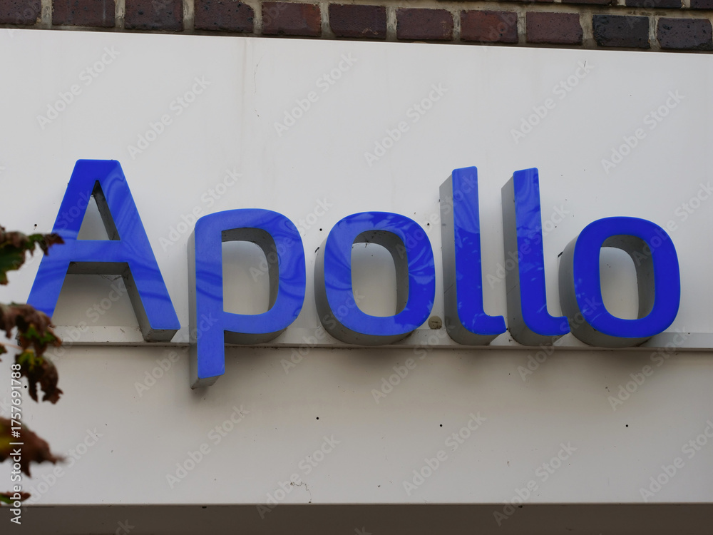 Germany, Neustadt, October 12. 2025, sign or lettering of Apollo, an ...