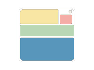A minimalist interface design with rectangular content blocks isolated on white background