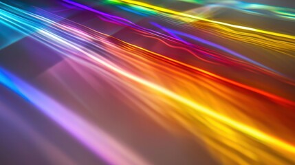 Wall Mural - Diffraction color spectrum laser interference patterns rainbow light beams streaming diagonal motion blur optical physics wavelength dispersion abstract