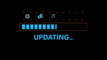 Update software application upgrade technology concept. Software update or Operating system, patch update, updating progress bar, Install app patch, new version, Improved security, program downloading