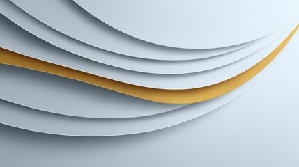 Wall Mural - Elegant layers of white and gold curved paper, showcasing a modern abstract design with smooth textures and soft shadows for creative backgrounds and compositions