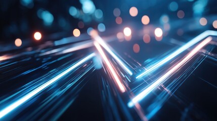 Wall Mural - Abstract light trails with vibrant colors creating dynamic patterns in a modern artistic representation of technology and energy in a digital environment
