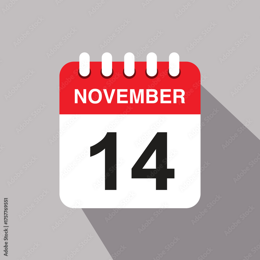 14 november calendar date icon. vector illustration with shadow design ...