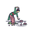 © riiicil - An illustration of a woman in traditional Indonesian attire, interacting with water lilies.