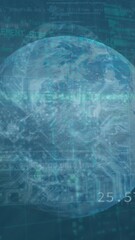 Wall Mural - Animation of data processing with globe and icons on digital interface