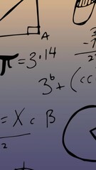 Wall Mural - Animation of mathematical data processing over blue background