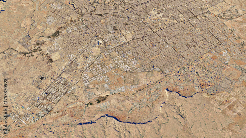 Riyadh 3D Satellite Map Realistic Terrain and High Detail の Stock フォト ...