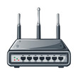 © Anastasiia - Wireless internet router device with three antennas and multiple ports for digital network connectivity illustration