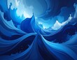 © Ira - Abstract blue art with swirling shapes, resembling flowing water