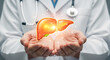 © ANTONW_ - A Doctor's Hands Gently Holding a Glowing, Healthy Human Liver Illustration