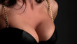 © Volodymyr - Beautiful breast of slim sexy woman body. Boobs in black bra, sexy tits in lingerie.