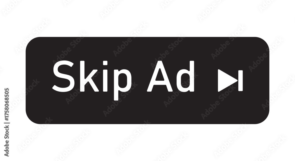 Skip Ad Icon Bold Black Play & Skip Buttons for Video Ads and Streaming ...
