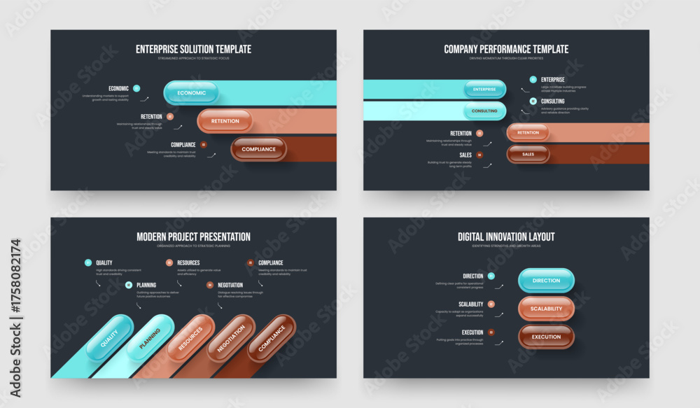 Visual Overview Three Four Five Option Diagram Slideshow Design Vector ...
