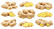 © Wirnana - Fresh ginger root and sliced ginger pieces isolated on white background, healthy spice and natural ingredient perfect for cooking and remedies