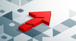 © putri rahayu - 3D red arrow pointing forward over geometric cubes, symbolizing progress and leadership.